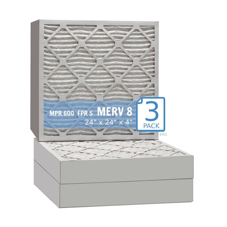 Purolator 24x24x4 Pleated Air Filter, MERV 8, 3 PK 24x24x4x1 HI (3 Pack)